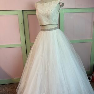 White sparkly 2 piece ball gown